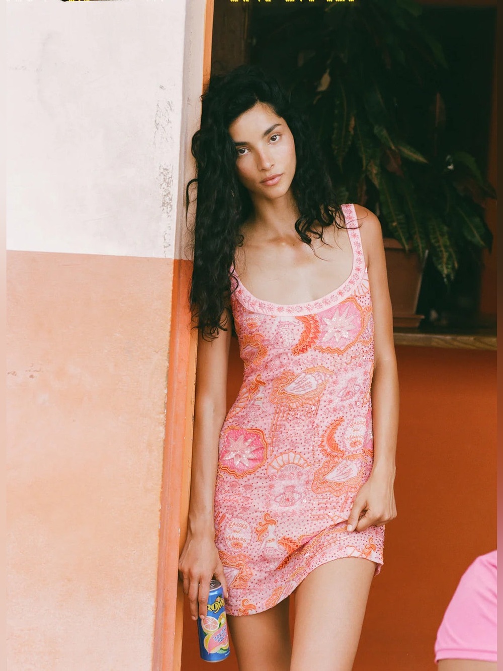 For Love & Lemons Tide Pool Beaded Mini Dress in Apricot NWT - Picture 6 of 13